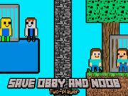 Игра Спасите Обби и Нуба Два игрока онлайн