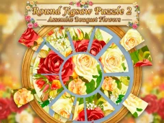 Round jigsaw Puzzle 2 — Assemble Bouquet flowers