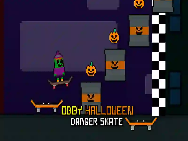 Игра Обби Хеллоуин: Опасный скейт онлайн Игра Обби Хеллоуин: Опасный скейт онлайн